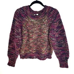 Anthropologie Moth Hillwalk Chunky Knit Multicolor Balloon Sleeve Sweater, S